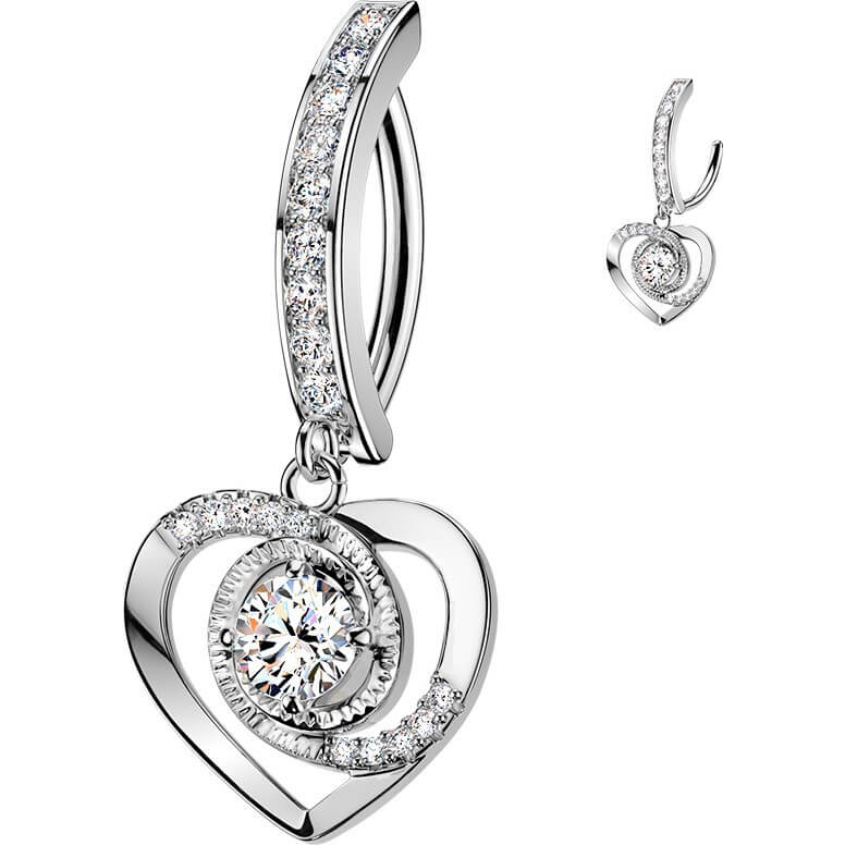 Bauchnabelpiercing Pavé Zirkonia mit Zirkonia verziertem Herz Anhänger Clicker - Image 4