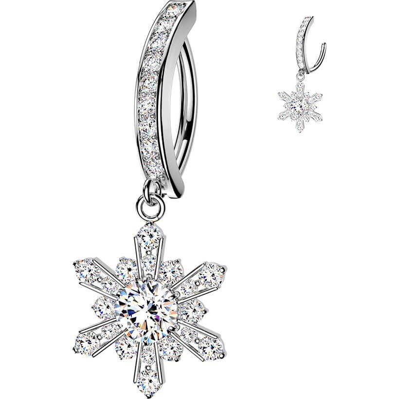 Bauchnabelpiercing Pavé Zirkonia mit Schneeflocke Anhänger Clicker