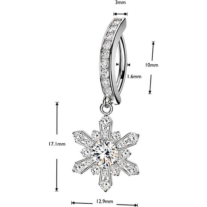 Bauchnabelpiercing Pavé Zirkonia mit Schneeflocke Anhänger Clicker - Image 2