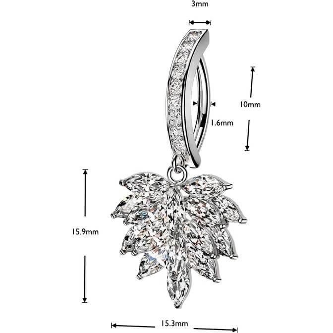 Bauchnabelpiercing Pavé Zirkonia mit Marquise Cluster Anhänger Clicker - Image 2