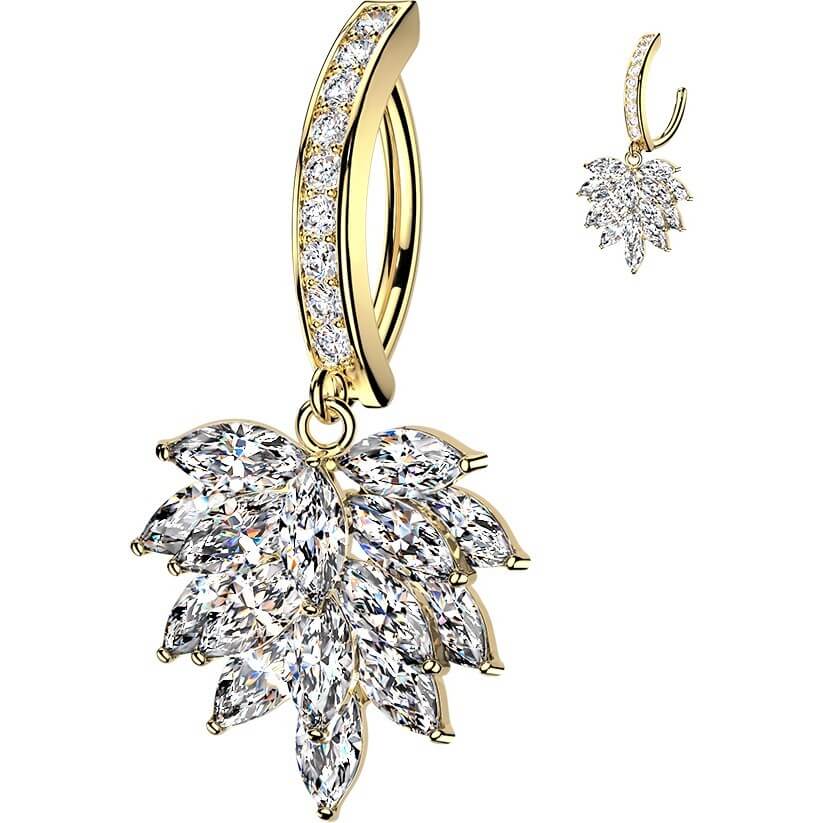 Bauchnabelpiercing Pavé Zirkonia mit Marquise Cluster Anhänger Clicker - Image 3