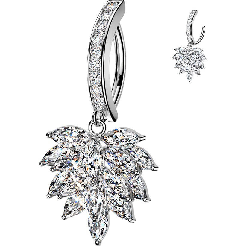 Bauchnabelpiercing Pavé Zirkonia mit Marquise Cluster Anhänger Clicker - Image 4