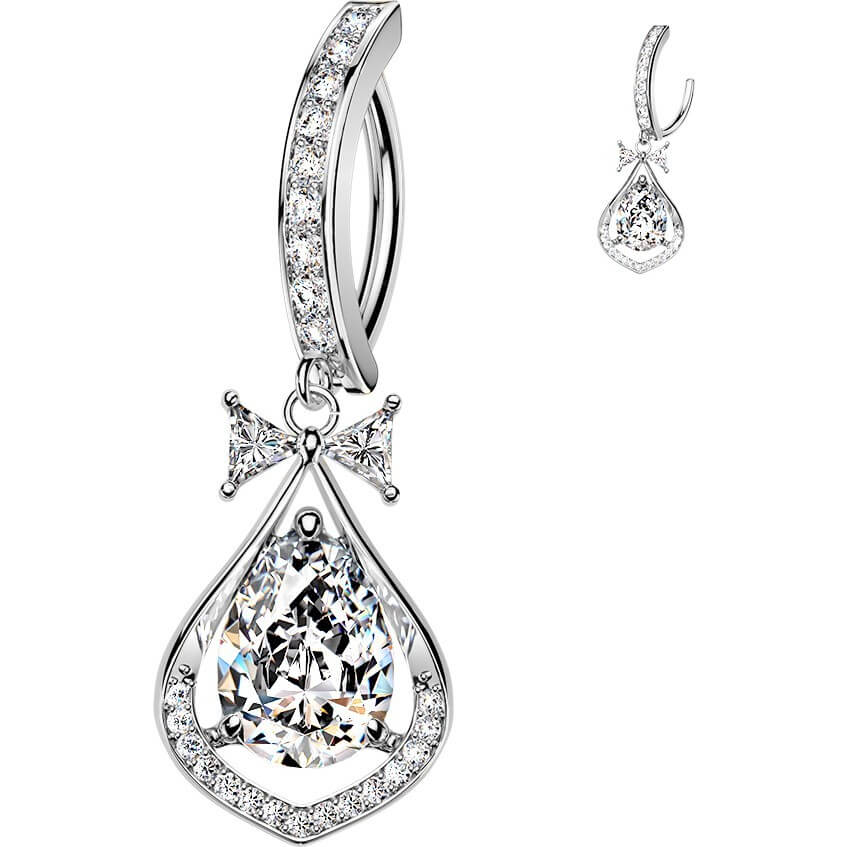 Bauchnabelpiercing Pavé Zirkonia mit großem Birne Anhänger Clicker