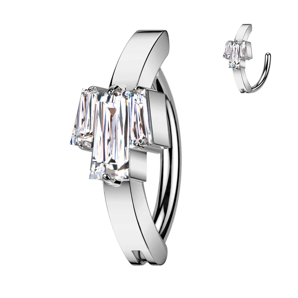 Bauchnabelpiercing Zirkonia Baguette Schliff - Image 3