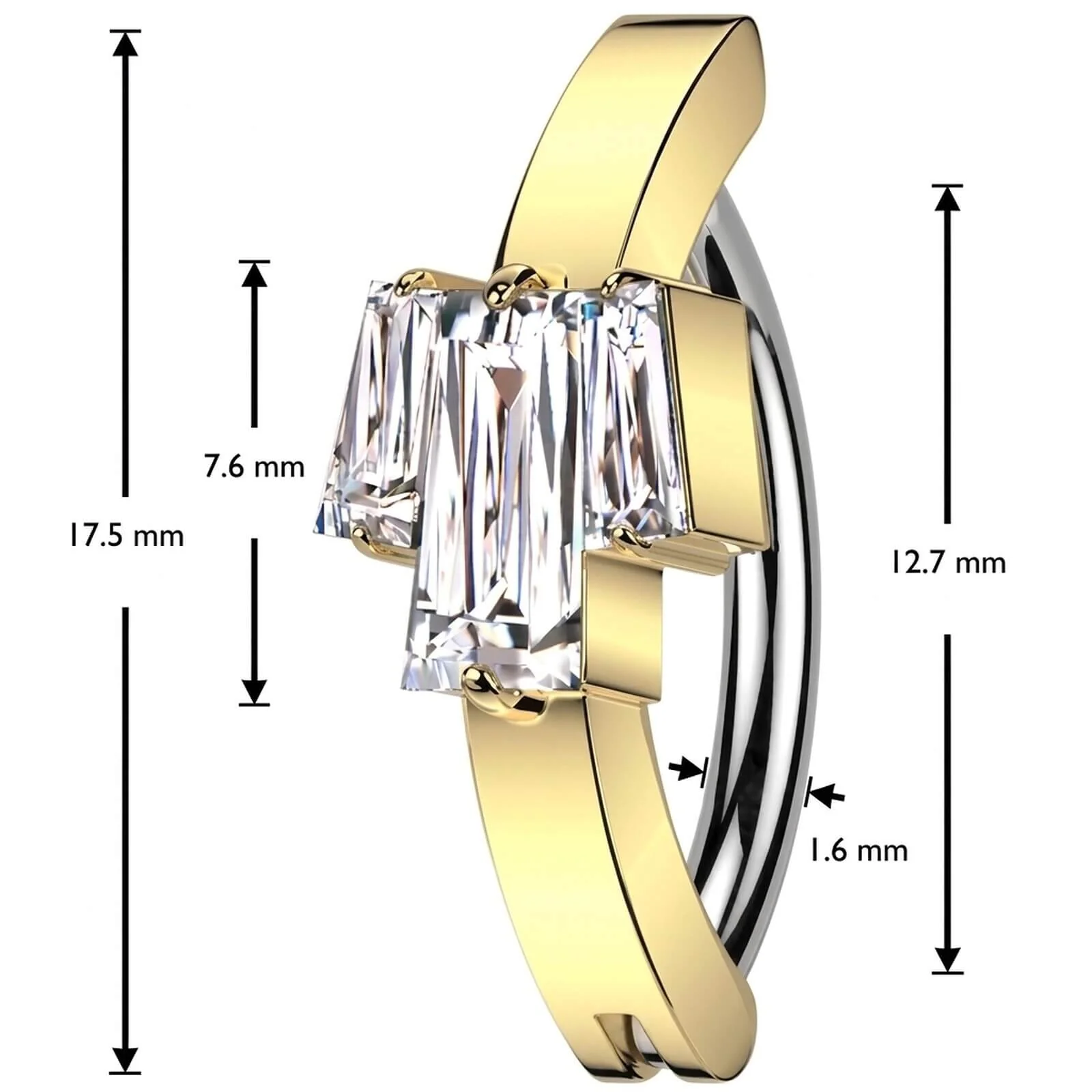 Bauchnabelpiercing Zirkonia Baguette Schliff - Image 4
