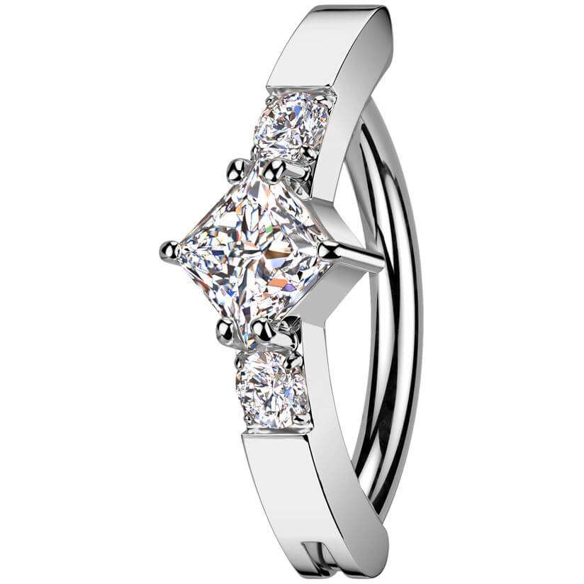Bauchnabelpiercing Zirkonia in Diamantenform Krappenfassung