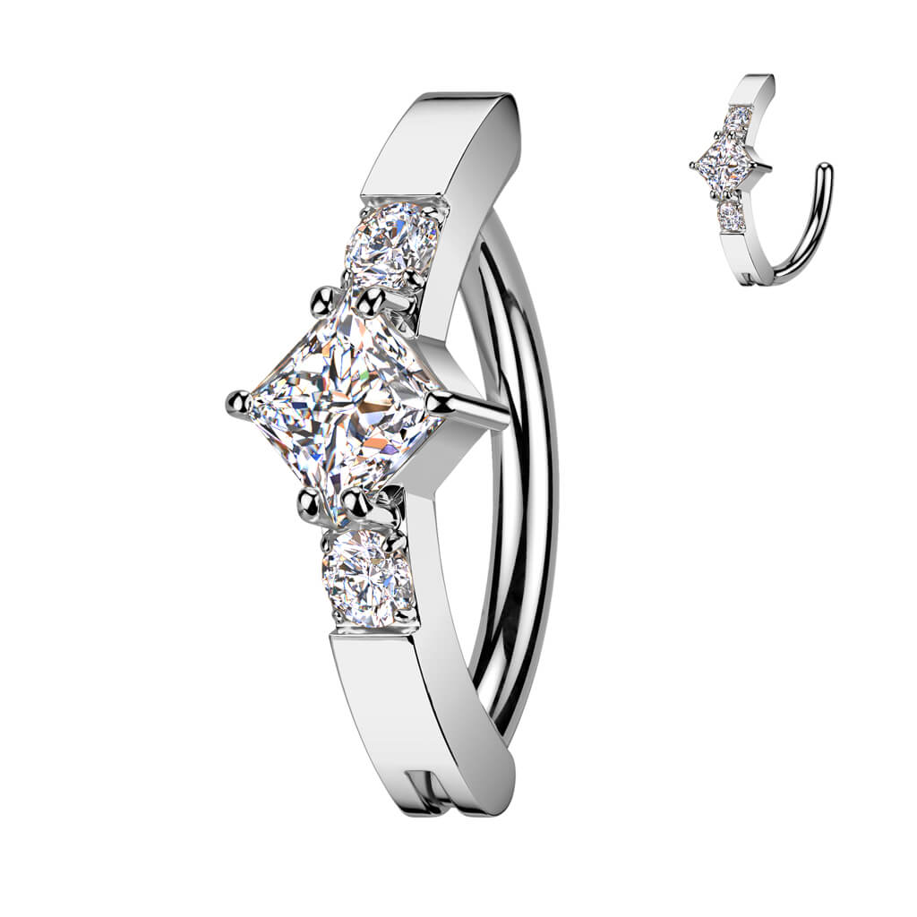 Bauchnabelpiercing Zirkonia in Diamantenform Krappenfassung - Image 3