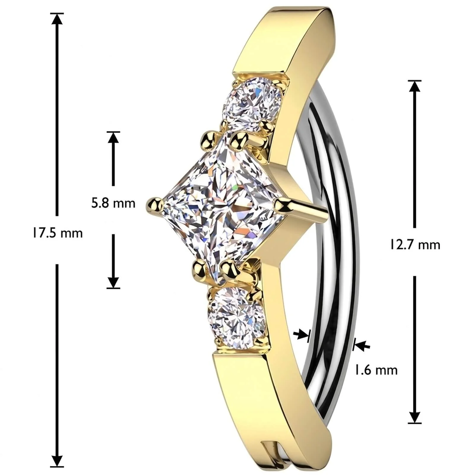 Bauchnabelpiercing Zirkonia in Diamantenform Krappenfassung - Image 4