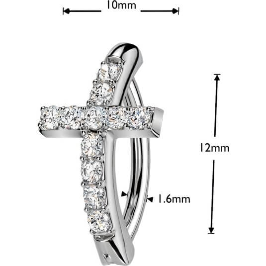 Bauchnabelpiercing Kreuz Zirkonia Clicker - Image 4