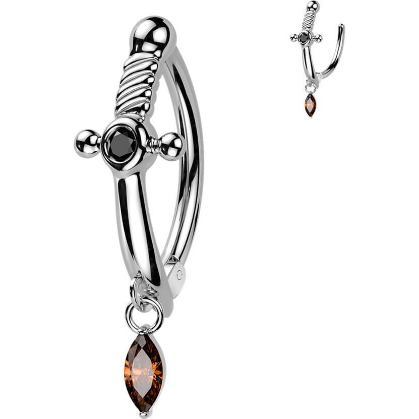 Bauchnabelpiercing Dolch Zirkonia beweglich - Image 2