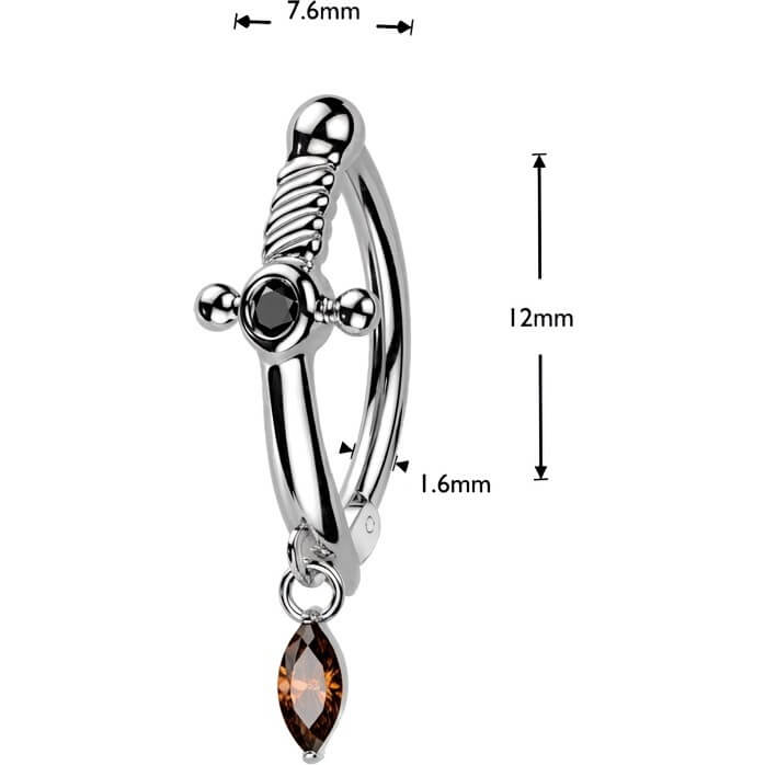 Bauchnabelpiercing Dolch Zirkonia beweglich - Image 4