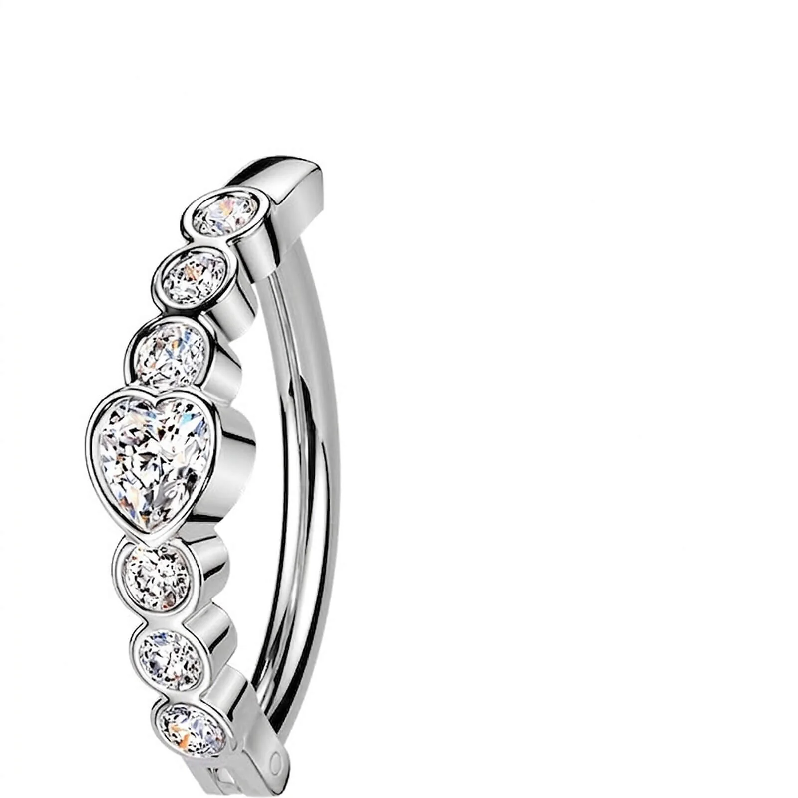 Bauchnabelpiercing Herz und 6 runde Zirkonia Clicker