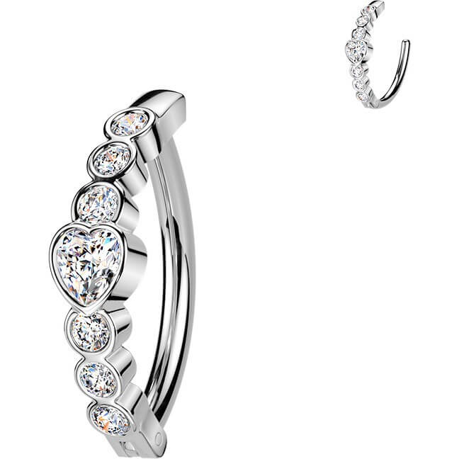 Bauchnabelpiercing Herz und 6 runde Zirkonia Clicker - Image 3