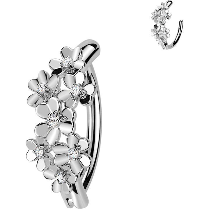 Bauchnabelpiercing Zirkonia zentrierte Blumen Clicker - Image 3