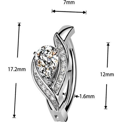Bauchnabelpiercing Pavé Zirkonia Rand und großer Tropfen Clicker - Image 4