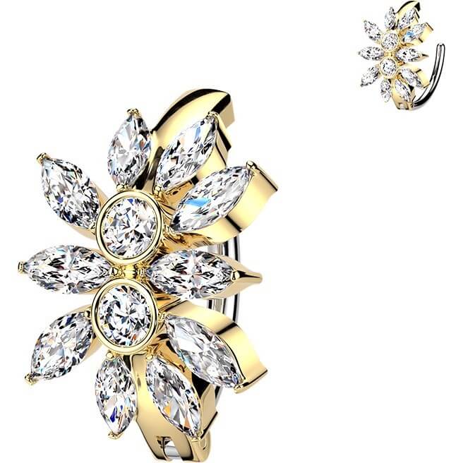 Bauchnabelpiercing Marquise Zirkonia Cluster Clicker - Image 2
