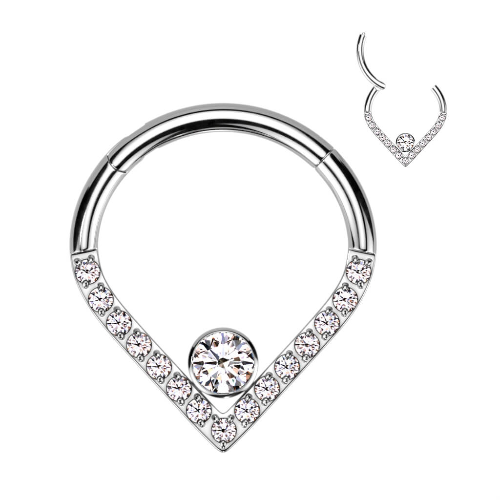 Titan Ring Chevron Zirkonia Opal Silber Clicker - Image 5