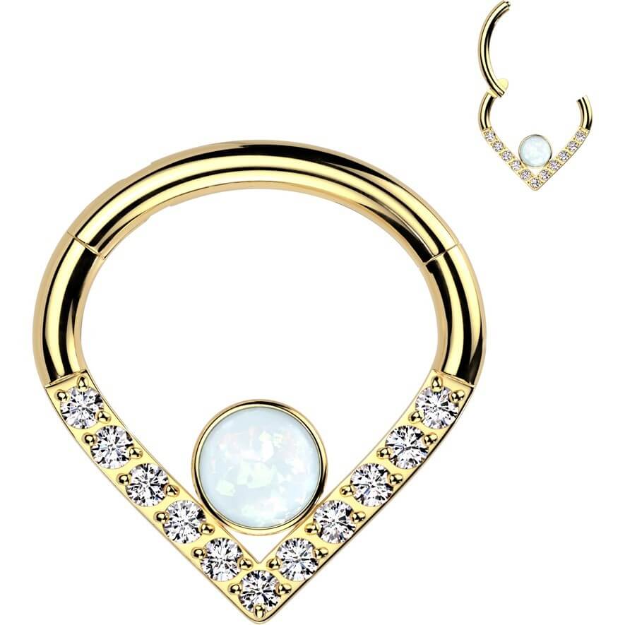 Titan Ring Chevron Zirkonia Opal Silber Clicker - Image 7