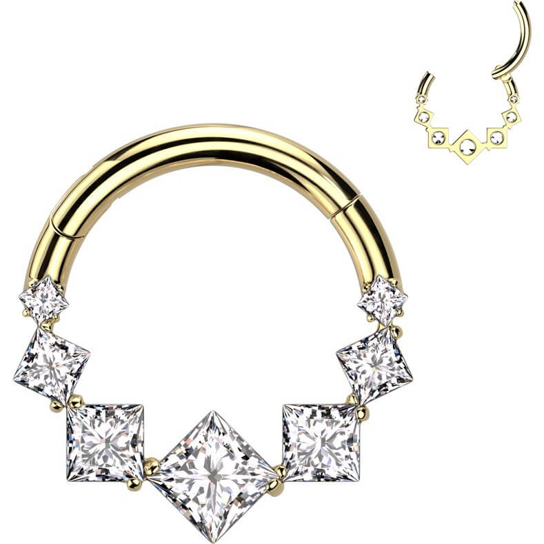 Titan Ring Quadrat 7 Zirkonia Clicker - Image 5