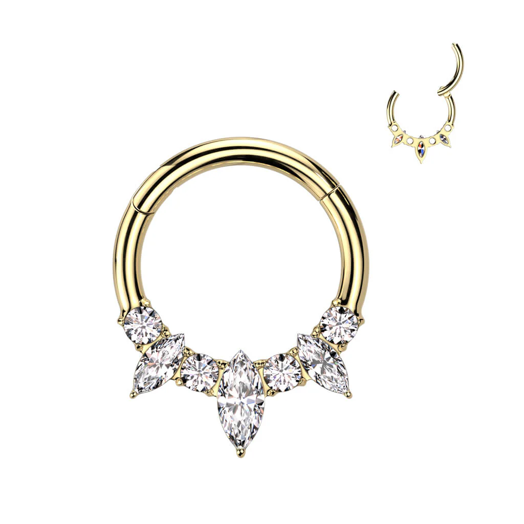 Titan Ring Marquise Schliff 3 Zirkonia Clicker - Image 4