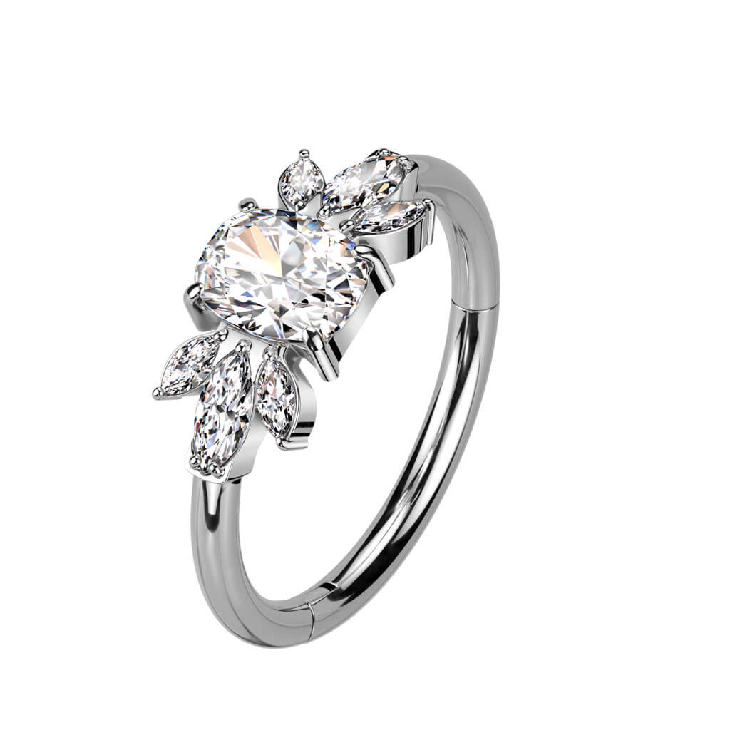 Ring Blätter Zirkonia Clicker - Image 3