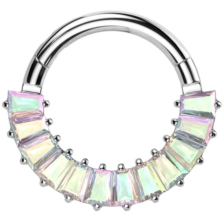 Titan Ring Baguette Schliff Pavefassung Zirkonia Clicker - Image 2
