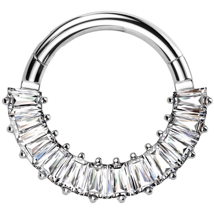 Titan Ring Baguette Schliff Pavefassung Zirkonia Clicker - Image 3