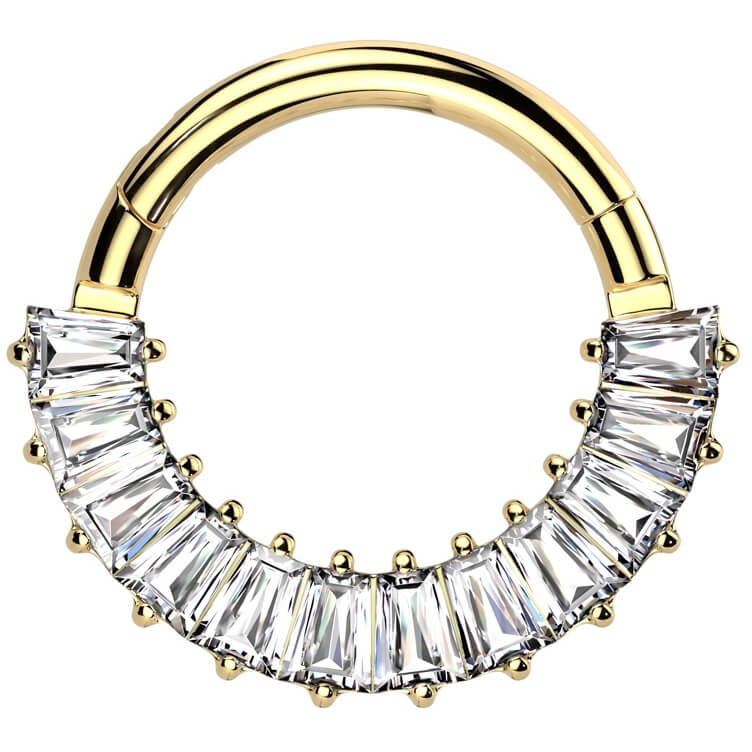 Titan Ring Baguette Schliff Pavefassung Zirkonia Clicker - Image 4