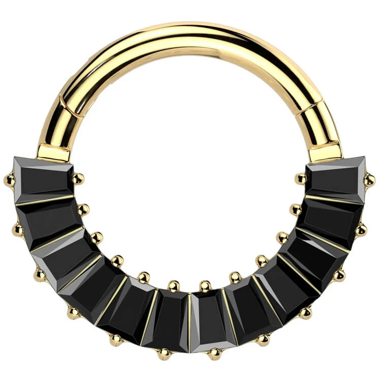 Titan Ring Baguette Schliff Pavefassung Zirkonia Clicker - Image 5