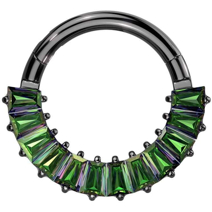 Titan Ring Baguette Schliff Pavefassung Zirkonia Clicker - Image 6