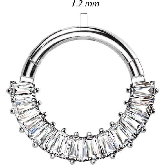 Titan Ring Baguette Schliff Pavefassung Zirkonia Clicker - Image 7