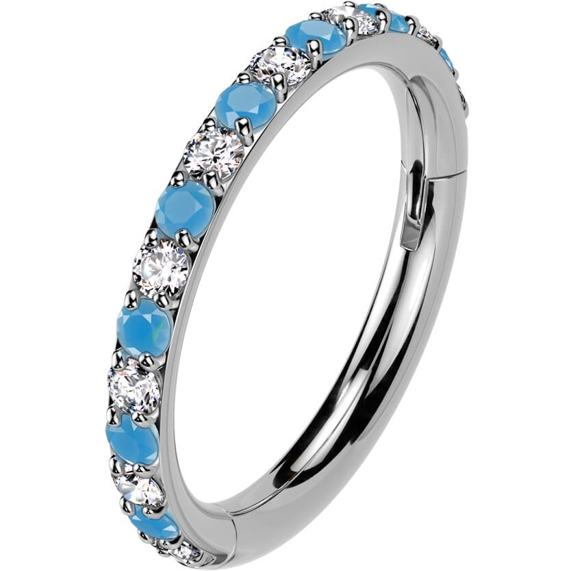 Titan Ring Türkis Zirkonia Clicker - Image 3