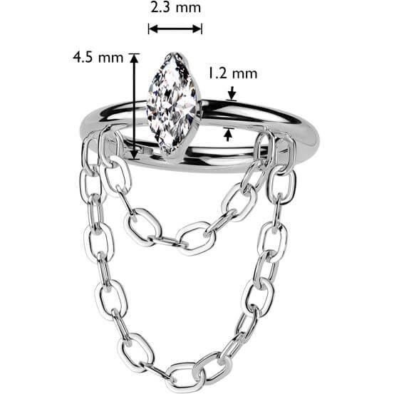 Titan Ring Doppel Kette Anhänger Zirkonia Clicker - Image 2