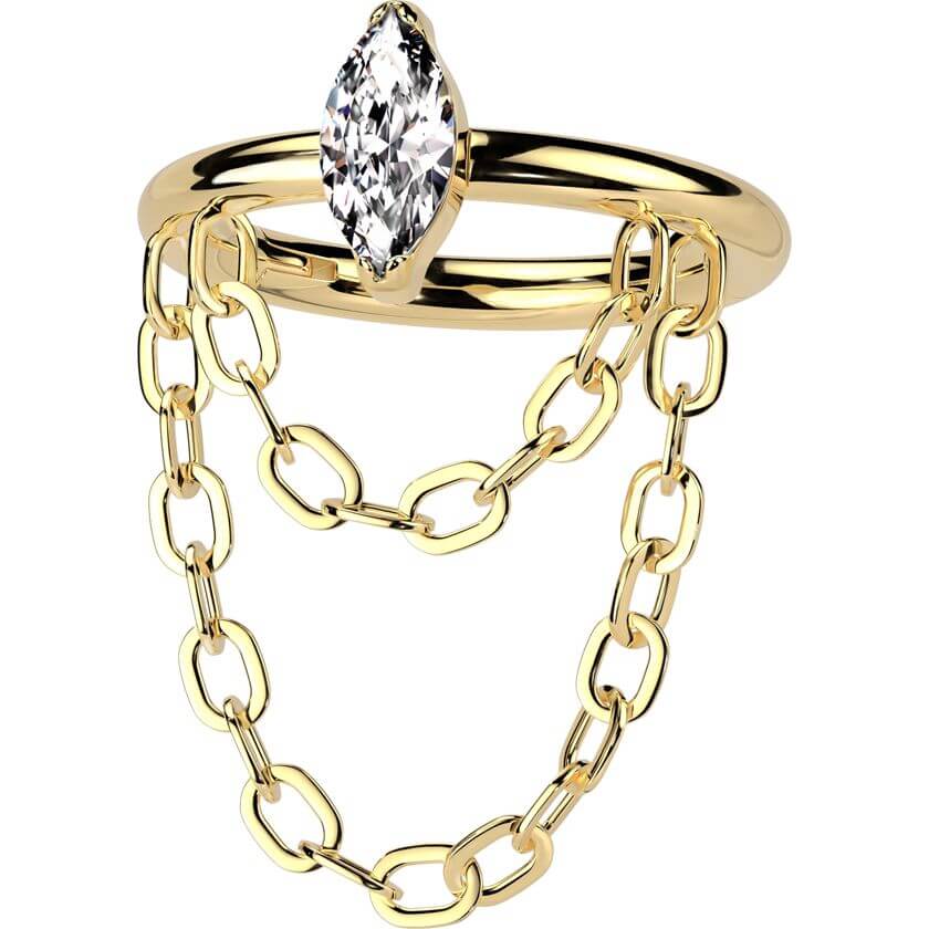 Titan Ring Doppel Kette Anhänger Zirkonia Clicker - Image 4