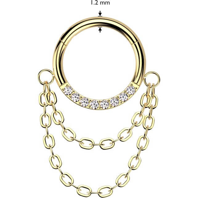 Titan Ring Doppel Kette Anhänger Zirkonia Clicker - Image 2