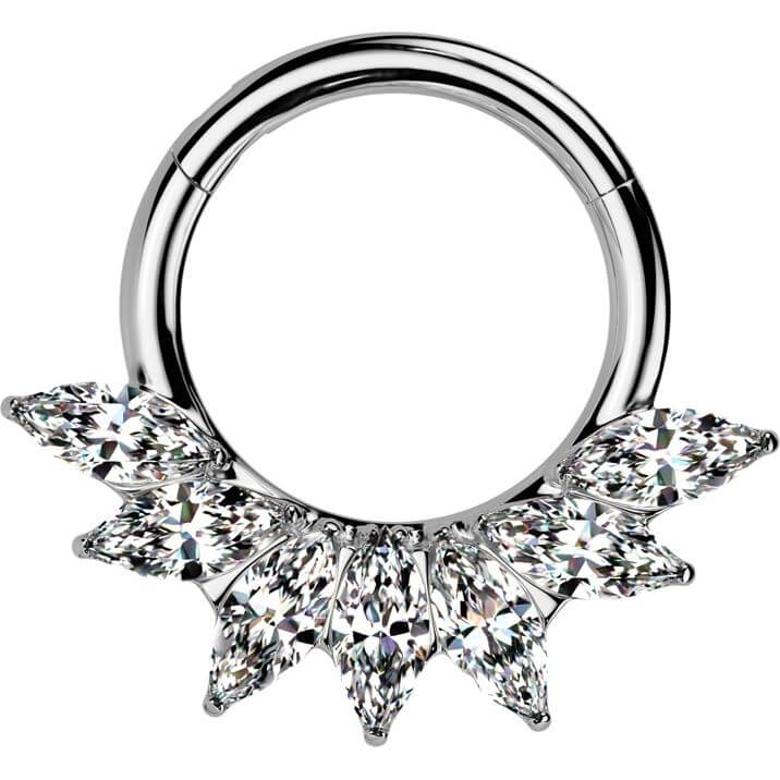 Titan Ring 7 Zirkonia Marquise Schliff Clicker - Image 4