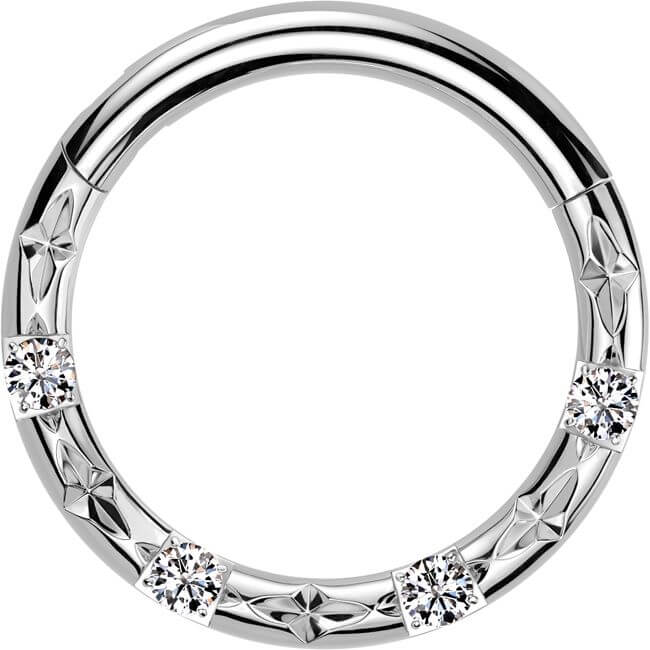 Titan Ring 4 Zirkonia Facettenschliffe Clicker - Image 4