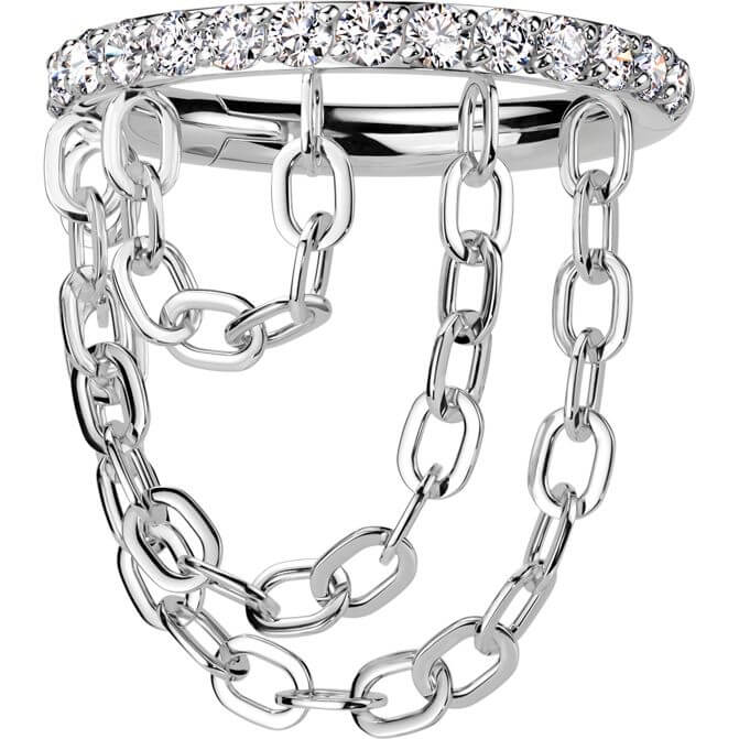 Titan Ring Drei Ketten Anhänger Zirkonia Clicker - Image 3
