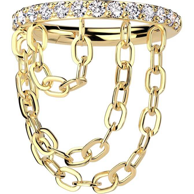 Titan Ring Drei Ketten Anhänger Zirkonia Clicker - Image 4