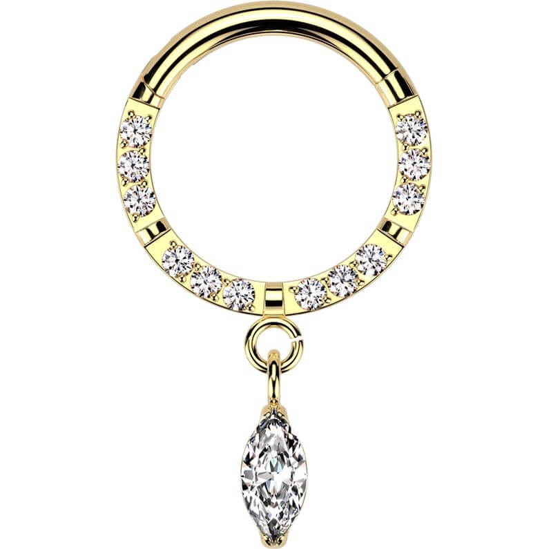 Titan Ring Zirkonia Marquise Schliff Anhänger Clicker