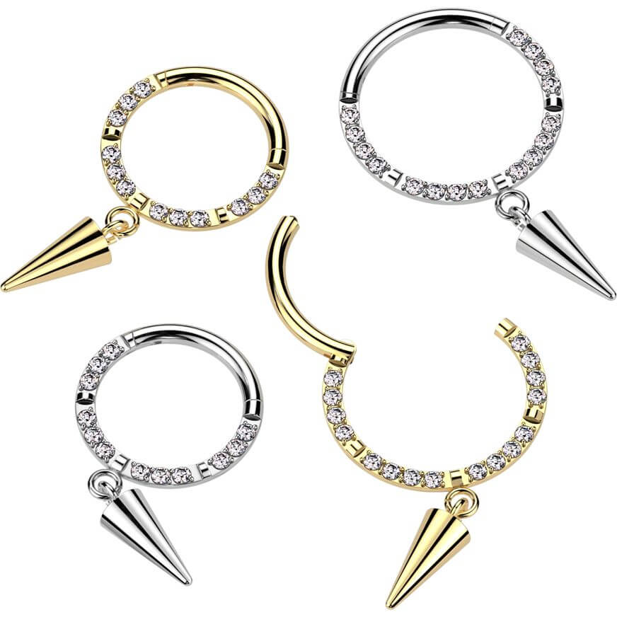 Titan Ring Zirkonia Stachel Anhänger Clicker - Image 3