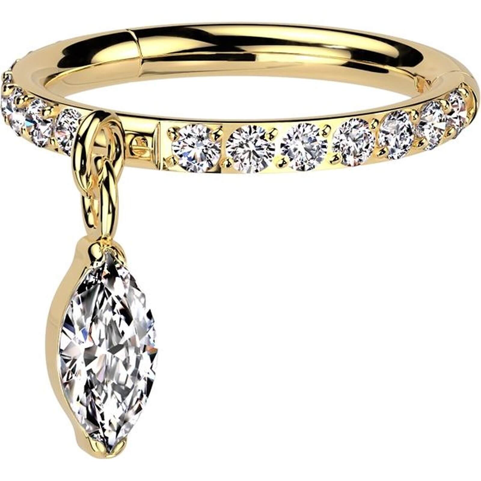 Titan Ring Zirkonia Marquise Schliff Anhänger Clicker