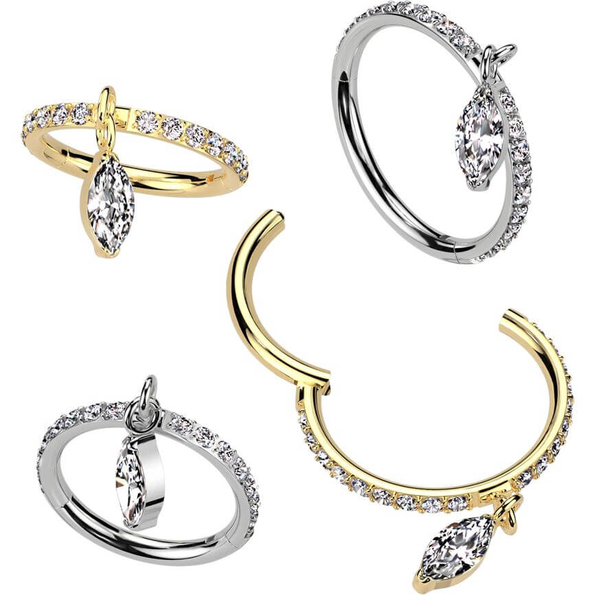 Titan Ring Zirkonia Marquise Schliff Anhänger Clicker - Image 2
