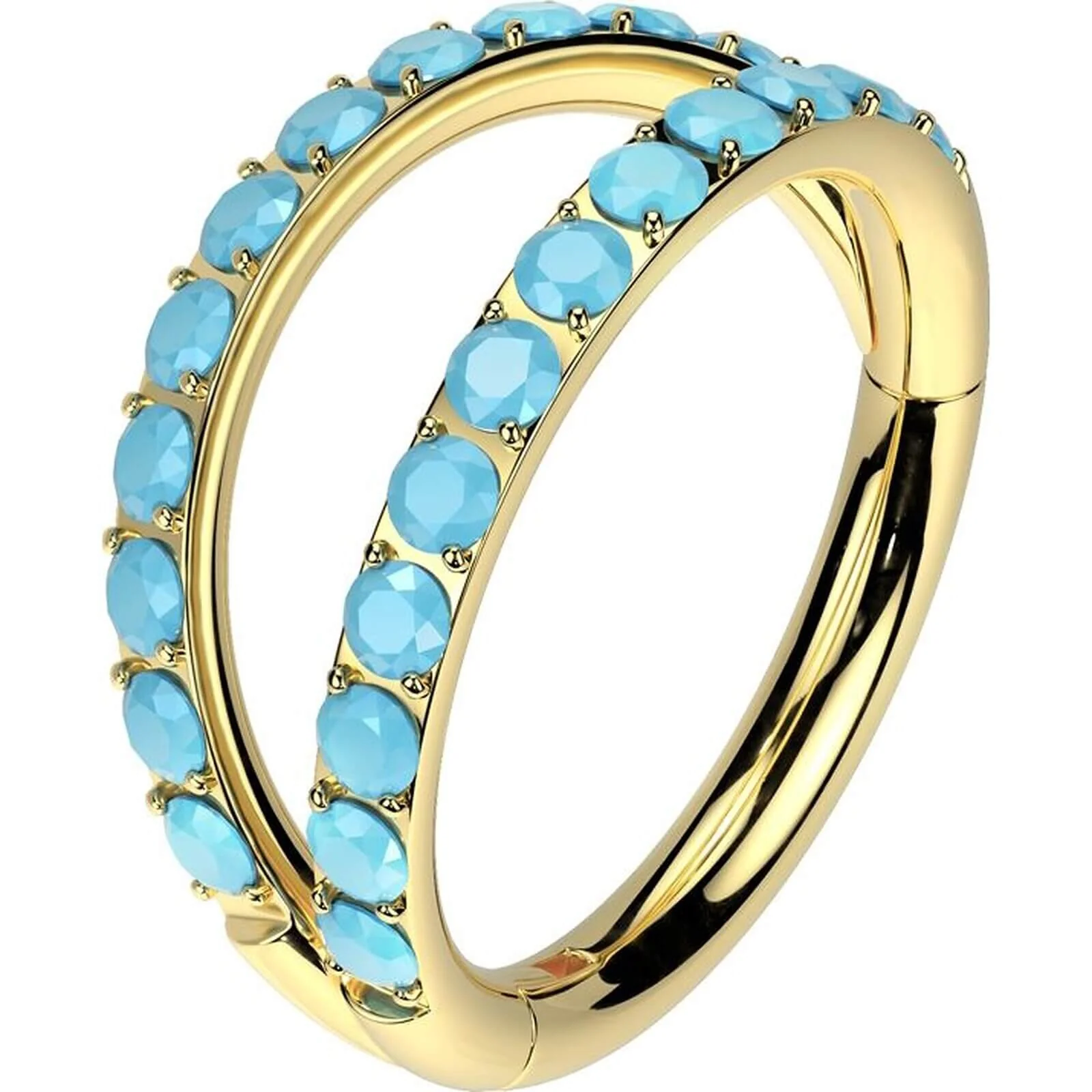Titan Ring doppelt Ring Türkis Clicker