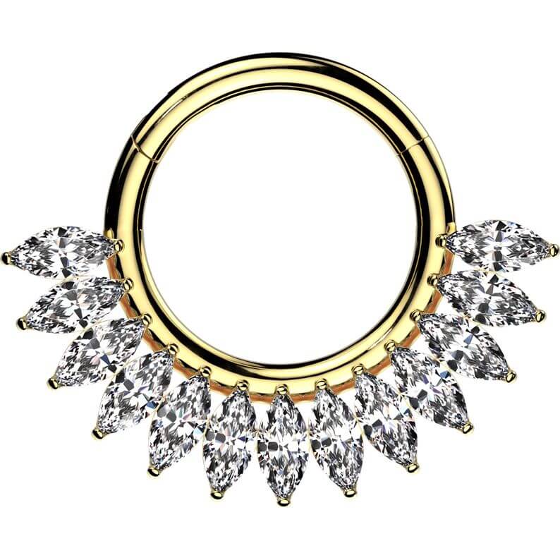 Titan Ring Zirkonia Fächer Marquiseschnitt Clicker