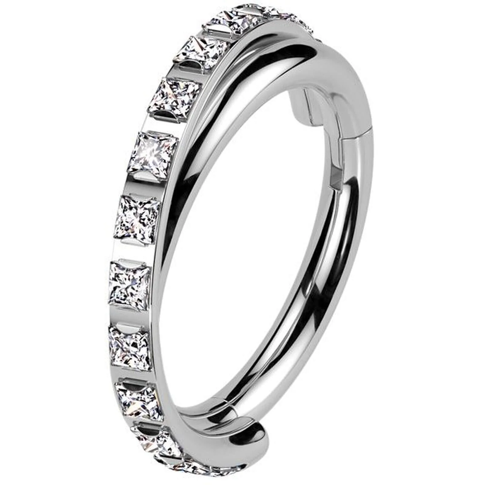 Titan Ring Viereckige Zirkonia Clicker