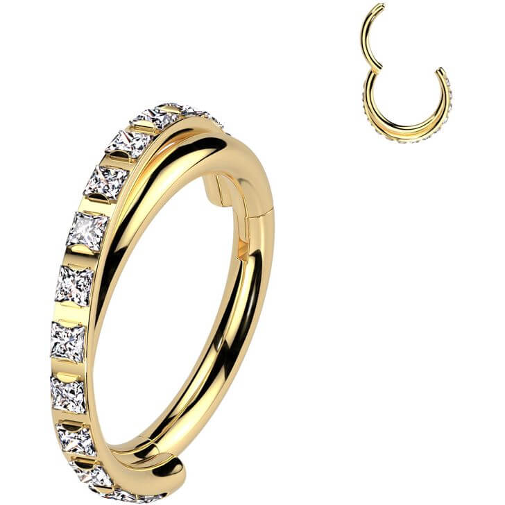 Titan Ring Viereckige Zirkonia Clicker - Image 3