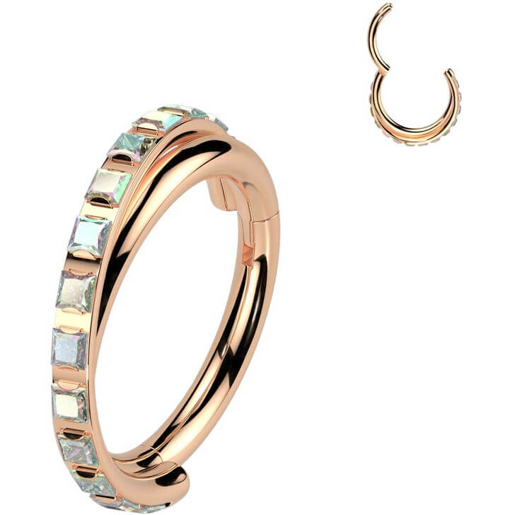 Titan Ring Viereckige Zirkonia Clicker - Image 4