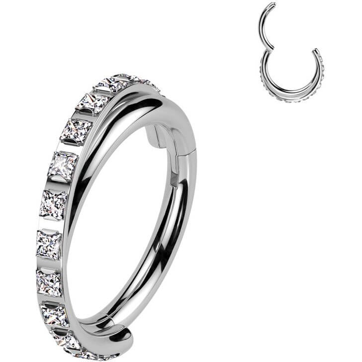 Titan Ring Viereckige Zirkonia Clicker - Image 5