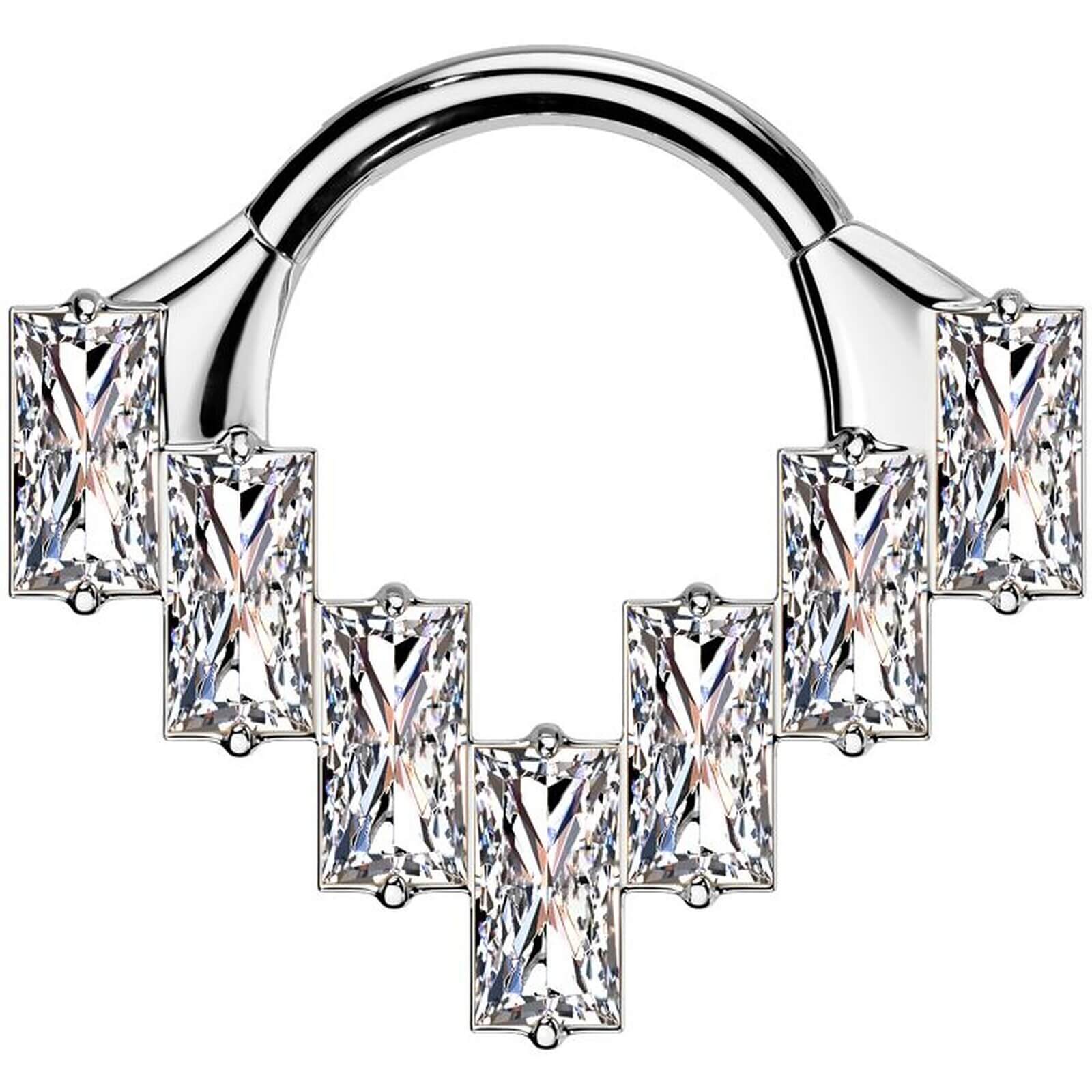 Titan Ring Zirkonia Baguette Schliff Clicker